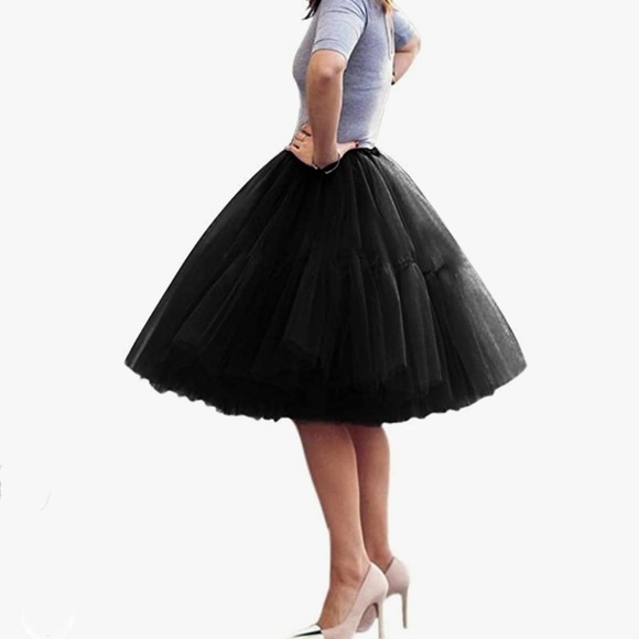 Lady's Princess Tutu Tulle Midi Knee Length Skirt Underskirt Petticoat B… - Picture 2 of 8